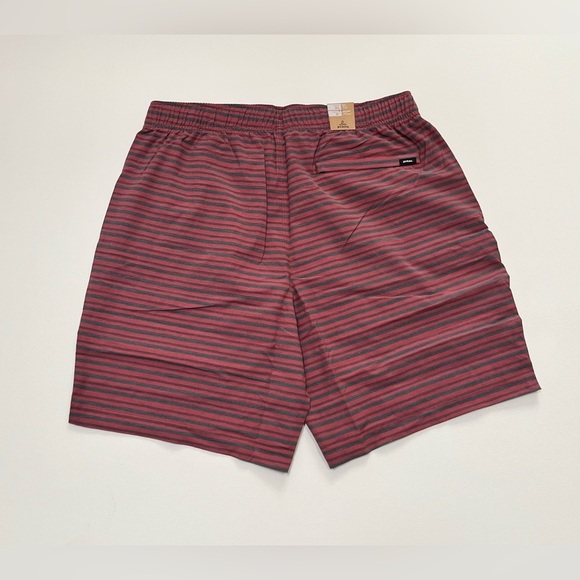 PrAna Men's XL Pull On Metric E-Waist Board 8" Stretch Shorts Rust Stripe NWT - Picture 12 of 15